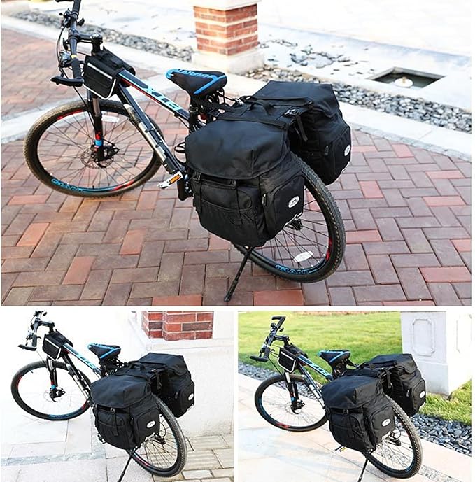 ZTZ Bike Bags for Bicycles Rear Rack, Waterproof Rear Bike Rack Bag with Rain Cover and Reflective Trim-StrideForce Fitness