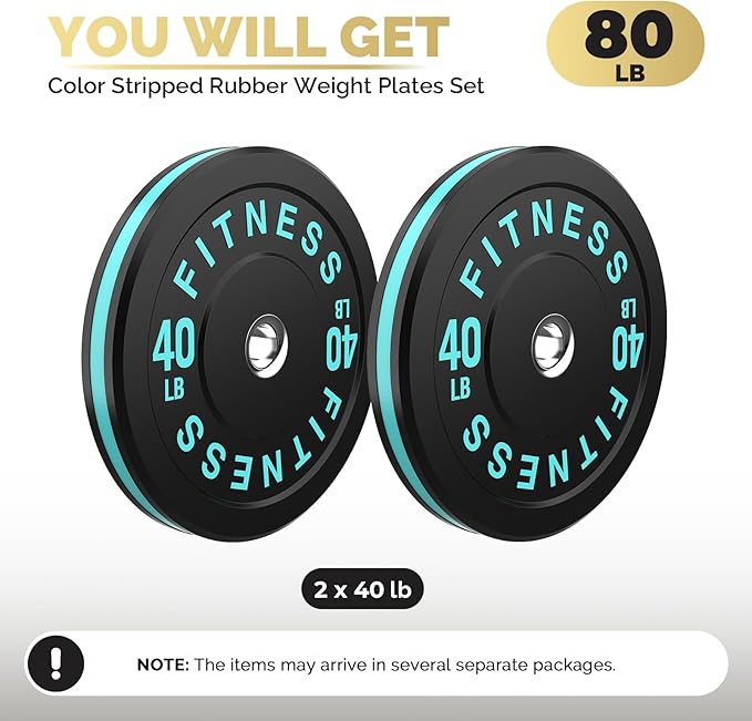 2 Inch Bumper Plates，10-500lbs，Barbell Rubber Olympic Weight Plates Set for Home Gym, Strength Training & Weight Lifting, Multiple Options Colors-StrideForce Fitness