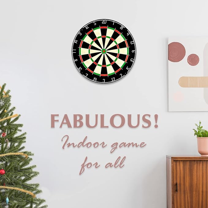 LinkVisions Dartboard with Staple-Free Bullseye, 18g Steel Tip Darts Set,12 Steel Tip Darts 18g, Dartboard Mounting Kits Included-StrideForce Fitness