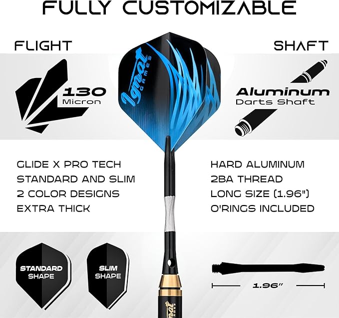 IgnatGames Premium Steel Tip Darts – 3/6/12 Pack Brass Barrels with Aluminum Shafts, 16 GlideXPro Flight Set, Tool Kit & Giftable Case-StrideForce Fitness