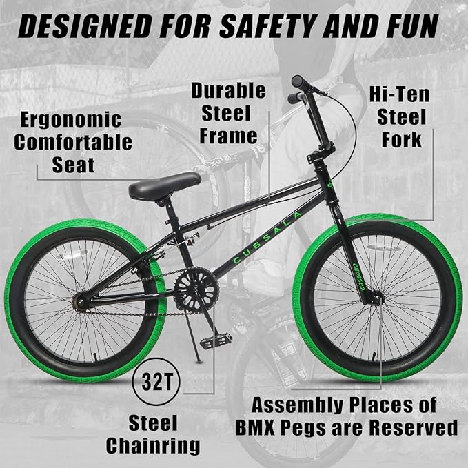 Freestyle BMX Bike, 18 20 Inch Kids Bicycle for 5-13 Years Old Kids and Beginner Level Rider, Multiple Colors-StrideForce Fitness