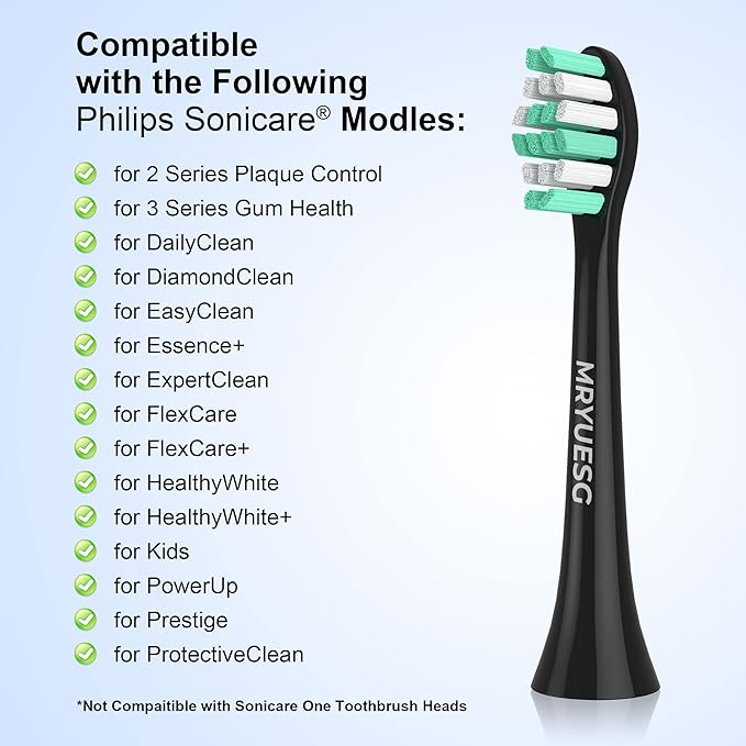 MRYUESG Replacement Heads Compatible with Philips Sonicare 10 Pack, Electric Tooth-Brush Head for Phillips, Black