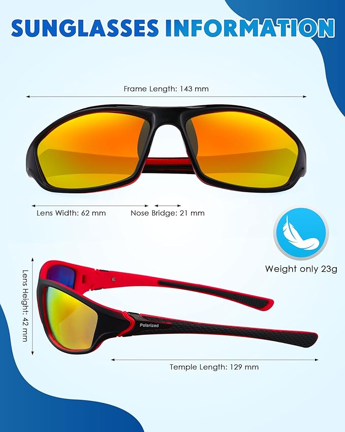 Frienda 6 Pack Polarized Sport Sunglasses for Men Multipack Fit over Glasses Pack Lot Set Men's Sport Fishing Eyeglasses-StrideForce Fitness