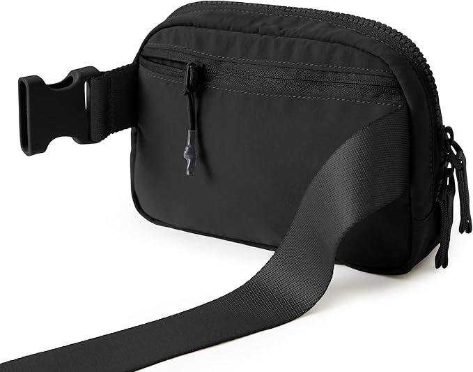 ODODOS Unisex Mini Belt Bag with Adjustable Strap Small Fanny Pack for Workout Running Traveling Hiking, Elegant Black-StrideForce Fitness