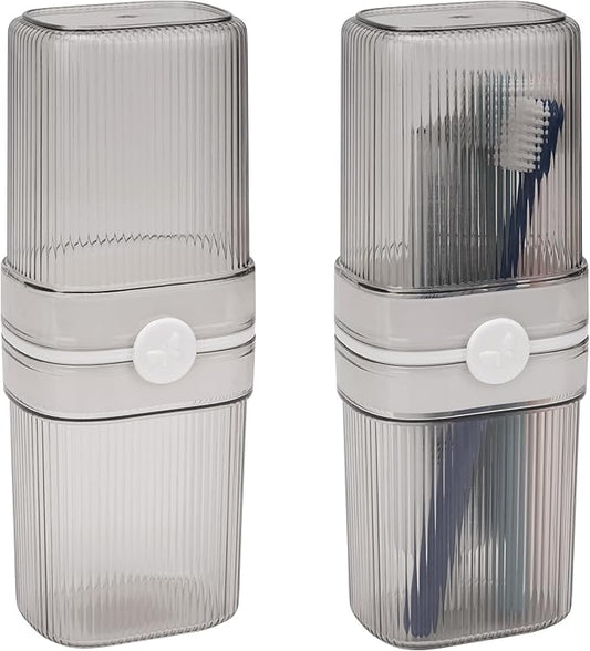 LUEXBOX 2 Pack Portable Travel Toothbrush Case, Travel Toothbrush Cup, Lightweight Tooth Brush Protector Cover, Electric Toothbrush Toothpaste Storage Container Box for Camping, Business Trip (White)