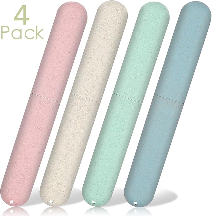 4 Pack Travel Toothbrush Case, Portable Breathable Toothbrush Holder for Travel/Camping/School/Home