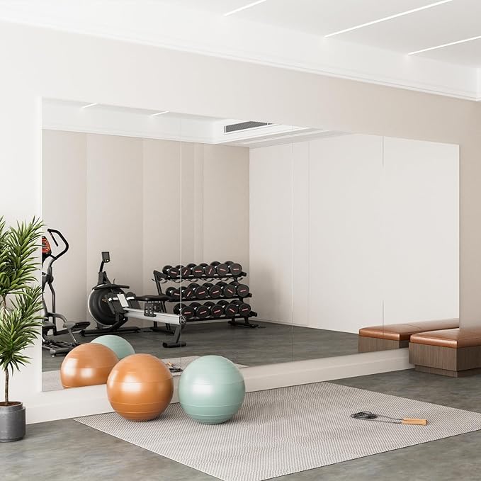 2PCS 71" X 40" Gym Mirror - Full Length Wall Mirror for Gyms, Dance Studios, Home and Yoga - Easy Installation, Ultra Light Shatterproof Nano Mirror Reduces 60% Commercial Insurance Costs, 5 lbs/pc-StrideForce Fitness