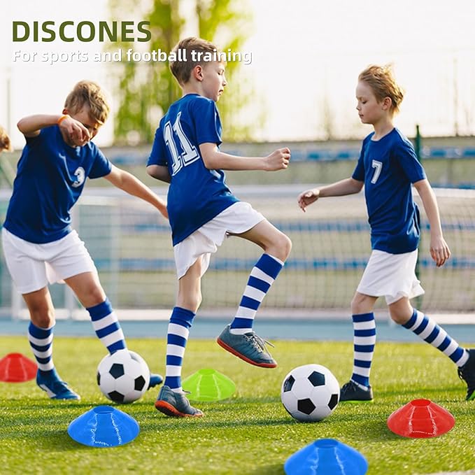 60/30 Pack Soccer Training Cones - Agility Cones with Carry Bag, Sturdy Disc Cones for Sports Training, Soccer, Football, Basketball, Indoor Outdoor Sports, Festive Events, Field Cone Markers-StrideForce Fitness