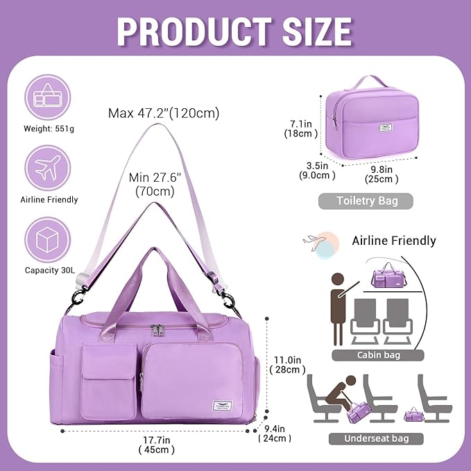 FIORETTO Women's Gym Duffle Bag with Shoes Compartment, 37L Capacity, Ideal for Travel, Gym, Sports, Duffel, Weekender-StrideForce Fitness