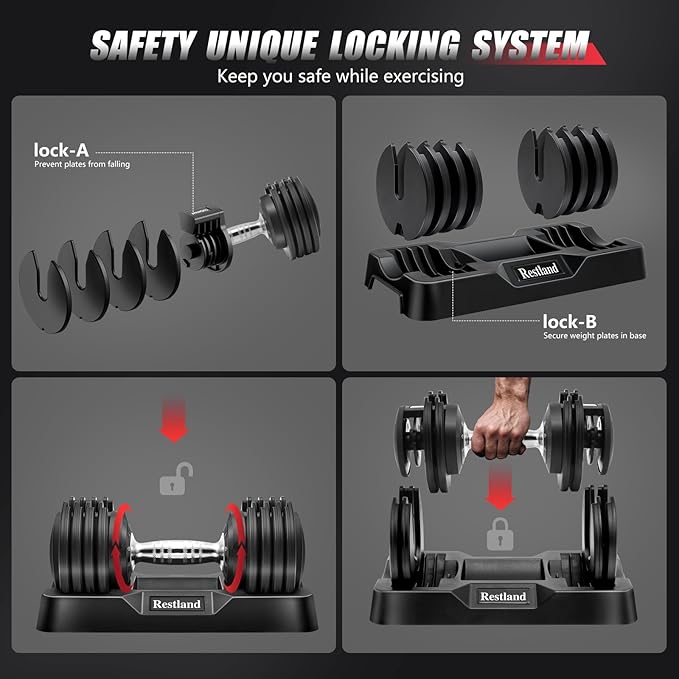 Adjustable Dumbbell Set of 2 Anti-Slip Handle 5 Different Free Weights Per Dumbbell for Men Women Home Workout Gym-StrideForce Fitness