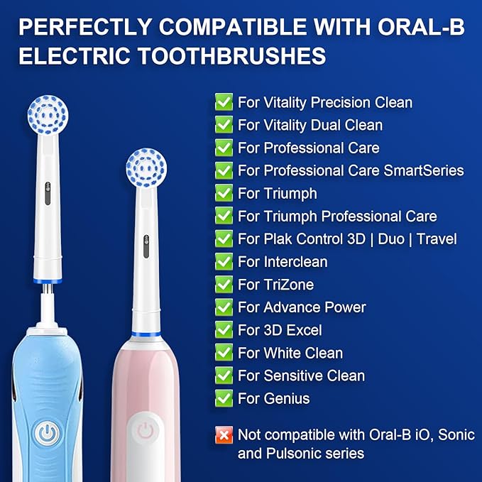 Pro Sensitive Gum Care Replacement Brush Heads Compatible with Oral-B Electric Toothbrushes, 8 Pack High Density Extra Soft Bristles Toothbrush Heads Refill, White
