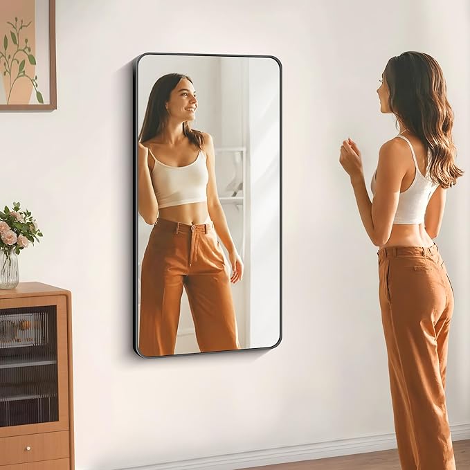 24" x 48"Bathroom Mirror, Matte Black Wall Mirror with Metal Frame, Decorative Rectangular Vanity Mirror for Bedroom Bathroom Living Room Entryway (Horizontal/Vertical)-StrideForce Fitness