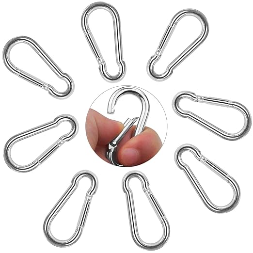 60Pack 2” Spring Snap Hooks, Galvanized Steel Small M5 Carabiner Clips Keychain, 220lb Capacity Heavy Duty Quick Link for Outdoor Camping, Swing, Fishing, Hammock, Dog Leash, Hiking-StrideForce Fitness
