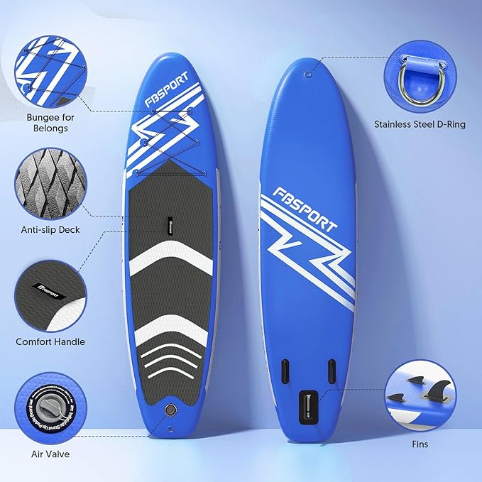 FBSPORT 11' Premium Stand Up Paddle Board, Yoga Board with Durable SUP Accessories & Carry Bag | Wide Stance, Surf Control, Non-Slip Deck, Leash, Paddle and Pump for Youth & Adult-StrideForce Fitness