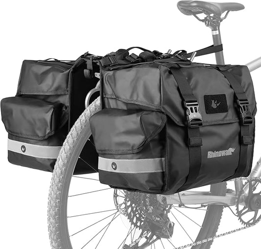 Rhinowalk Bike Pannier Bag for Bicycle Rear Rack Bag 22/40/50L Cycling Saddle Bag Luggage Storage Bag for Long Distance with Rain Cover-StrideForce Fitness