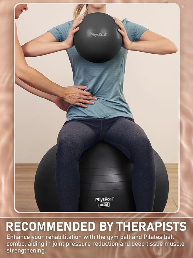 Yoga Ball for Exercise, Pilates Set, 4 Sizes Fitness Ball for Workout, Birthing, Pregnancy, Physical Therapy- Pump Included-StrideForce Fitness