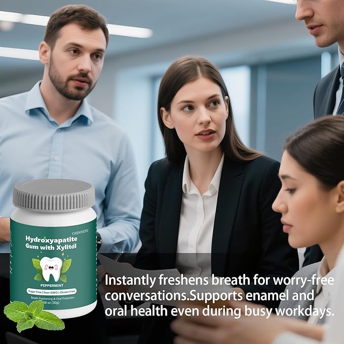 Remineralization Gum with Hydroxyapatite – Sugar-Free Xylitol Chewing Gum for Enamel Strength & Cavity Protection – 2 Pack