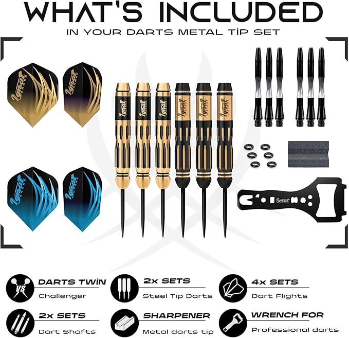 IgnatGames Premium Steel Tip Darts – 3/6/12 Pack Brass Barrels with Aluminum Shafts, 16 GlideXPro Flight Set, Tool Kit & Giftable Case-StrideForce Fitness