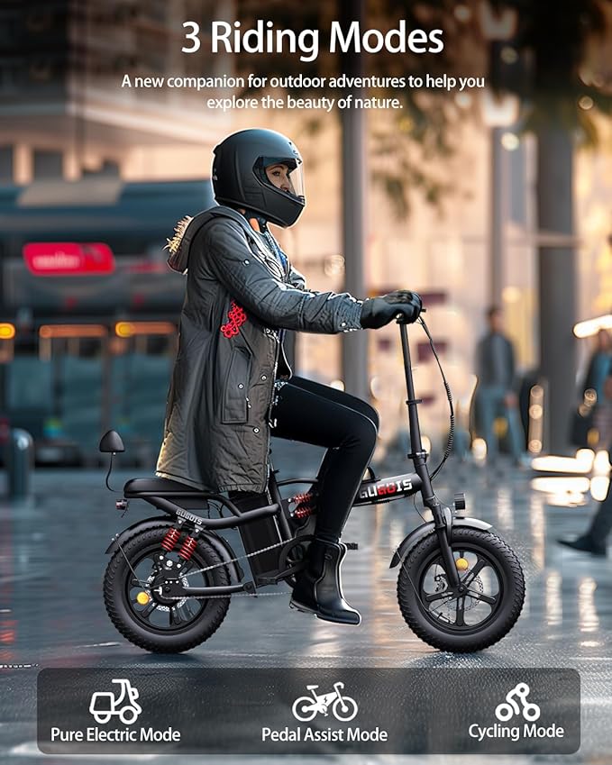 2 Seater Electric Bike for Adults,Mini Bike 500/750 Motor,28MPH,48V/15AH Removable Battery,25-30Miles 16" Fat Tire Commuter Ebike,Full Suspension Foldable Electric Bicycles for Adults Teens-StrideForce Fitness