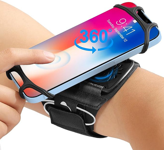 MoKo Running Armband 360°Rotatable for iPhone 16 15 14 13 Pro Max Plus Samsung Galaxy Note S24 S23 Fits Smartphones Over 5.8'', Detachable Armband Phone Holder for Running Biking with Key Holder-StrideForce Fitness