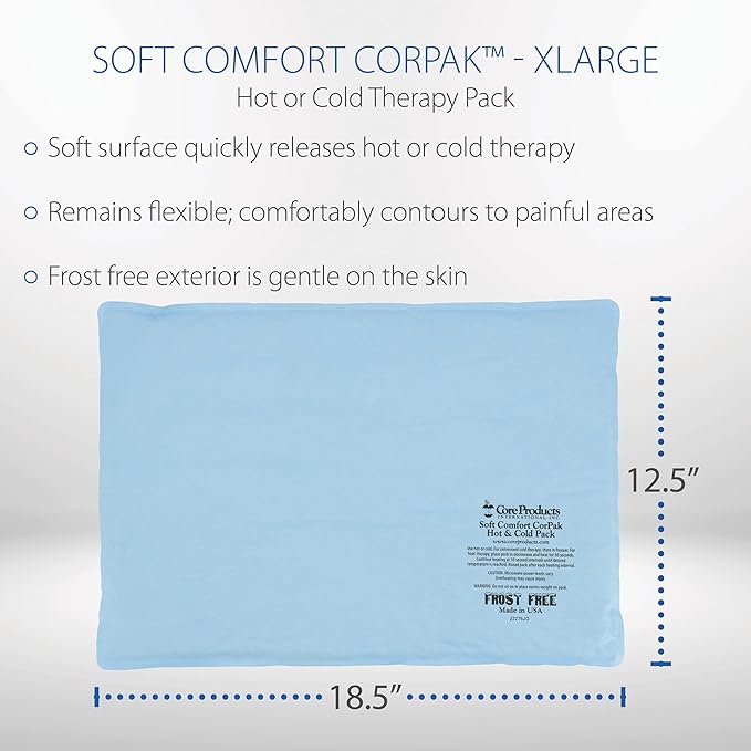 Core Products Soft Comfort CorPak – Reusable Hot & Cold Therapy Pack, Ice Pack for Injuries, No-Frost Compress for Muscle, Back & Joint Pain Relief – 12.5" x 18.5", Made in USA-StrideForce Fitness