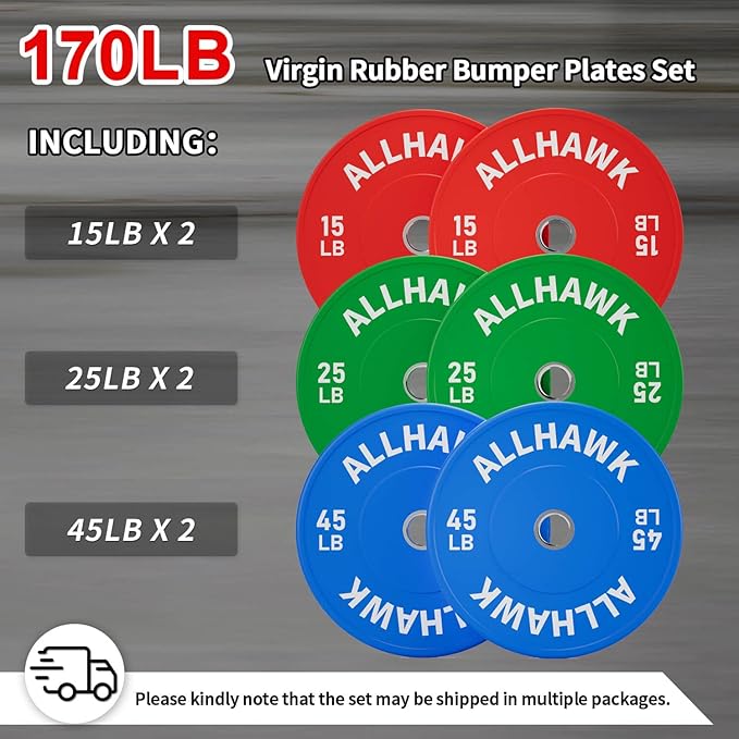 Colored Olympic Weight Plates, 2-inch Rubber Bumper Plate Set for Home Gym Barbell Weight Lifting and Strength Training-StrideForce Fitness