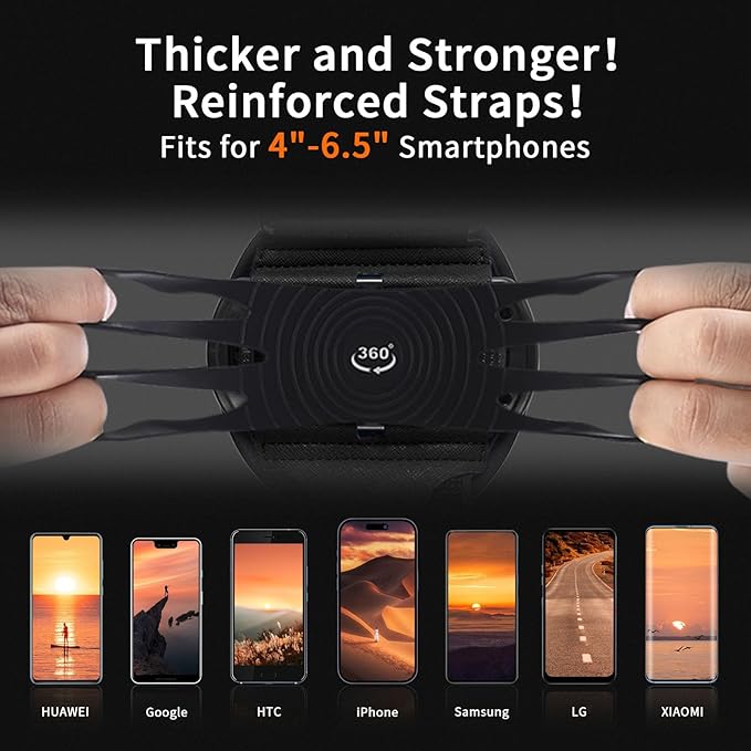 Wristband Phone Holder for Running,Phone Wrist Strap 360° Rotation & Detachable - Compatible with iPhone 16/15/13/XR, for Samsung and More - Fits 4''-6.5'' Phones - for Walking(S)-StrideForce Fitness
