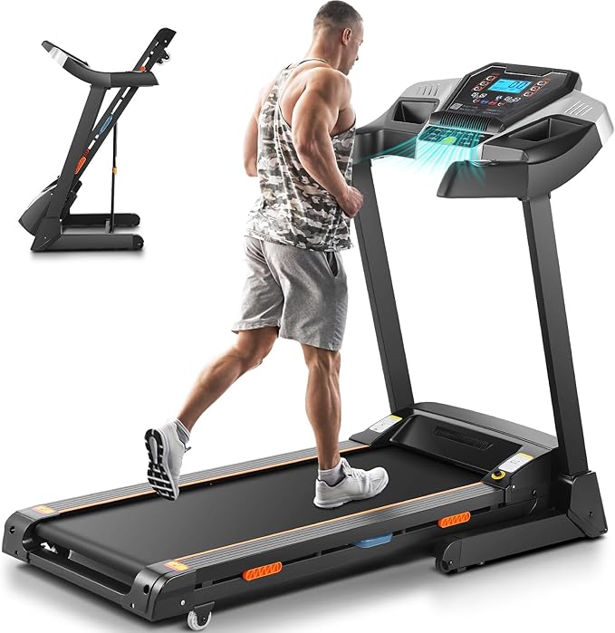 Treadmill with 15% Auto Incline, FUNMILY 3.25HP Heavy Duty Treadmill for Home, 300 lb Weight Capacity Folding Running Machine, Smart App Control/Shock Absorption/Bluetooth Speaker/Large LED Display-StrideForce Fitness