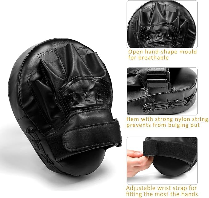Valleycomfy Boxing Curved Focus Punching Mitts- Leatherette Training Hand Pads-StrideForce Fitness