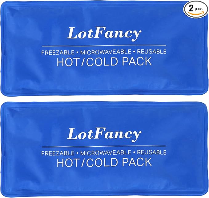 LotFancy Ice Pack for Injuries, Pack of 2, FSA HSA Eligible, Reusable Hot Cold Pack for Therapy, Cooling or Heating Pad for First Aid, Back Shoulder Neck Head Feet Pain Relief, 11 x 5 Inches-StrideForce Fitness