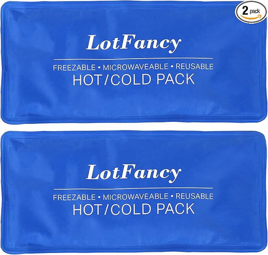 LotFancy Ice Pack for Injuries, Pack of 2, FSA HSA Eligible, Reusable Hot Cold Pack for Therapy, Cooling or Heating Pad for First Aid, Back Shoulder Neck Head Feet Pain Relief, 11 x 5 Inches-StrideForce Fitness