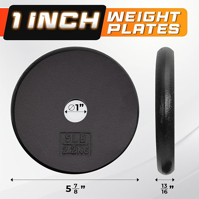 Yes4All Standard 1" Cast Iron Weight Plate - Ideal for Strength Training - Multiple Weight: 5LB to 25LB (Single & Set of 4)-StrideForce Fitness