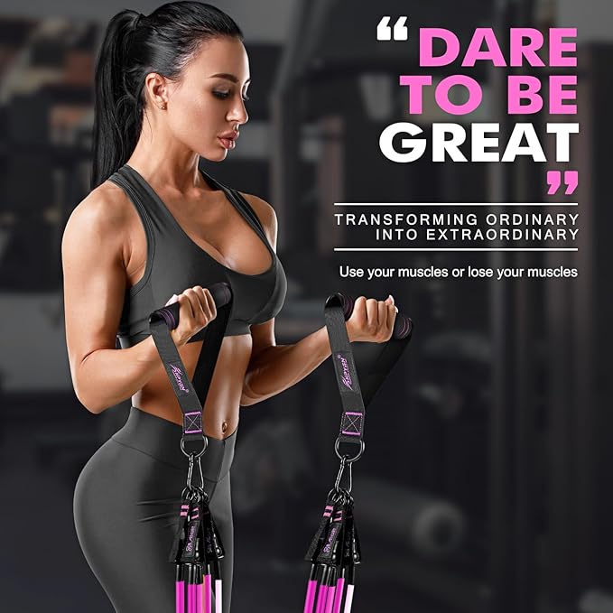 HPYGN Resistance Bands, Exercise Bands with Handles, Fitness Bands, Workout Bands with Door Anchor and Ankle Straps, for Heavy Resistance Training, Physical Therapy, Shape Body, Yoga, Home Workout Set-StrideForce Fitness