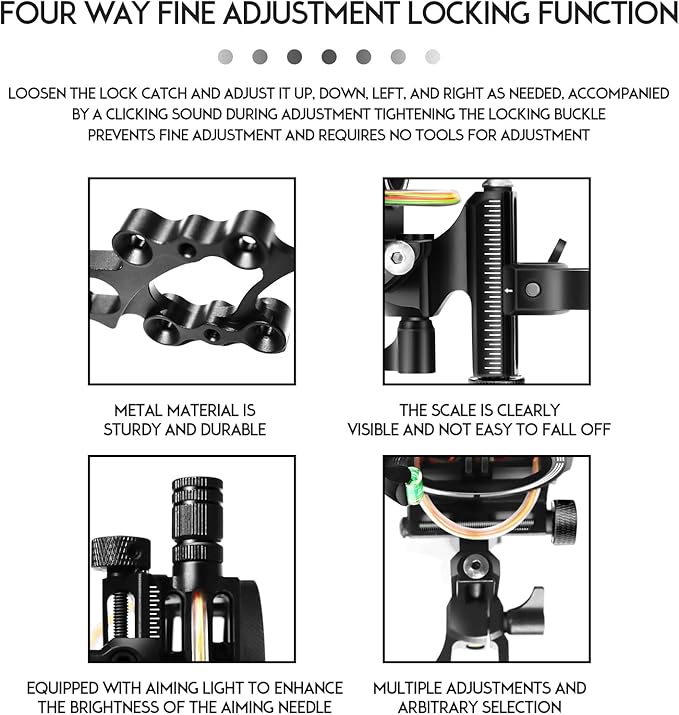5-Pin Archery Bow Sight, Outdoor Archery Equipment, Tool-Less Micro-Click Adjustments Use with Left and Right-Hand Bows-StrideForce Fitness