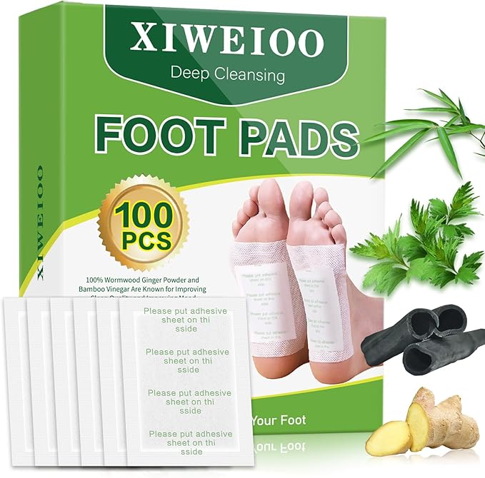XIWEIOO100 Pack Foot Pads Paches,feet Deep Cleansing Bamboo Foot Paches, Ginger Foot Pads Foot Care Pads |Natural Bamboo Charcoal Ginger Oil Care Patch-StrideForce Fitness