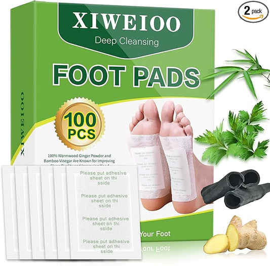 XIWEIOO100 Pack Foot Pads Paches,feet Deep Cleansing Bamboo Foot Paches, Ginger Foot Pads Foot Care Pads |Natural Bamboo Charcoal Ginger Oil Care Patch-StrideForce Fitness