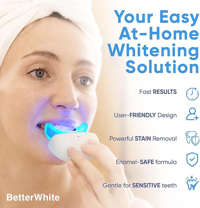 LED Teeth Whitening Kit with 4 Gel Syringes & Case | Formulated by Dentists | Professional Tooth Whitening for Sensitive Teeth | Enamel-Safe and Clinically Tested