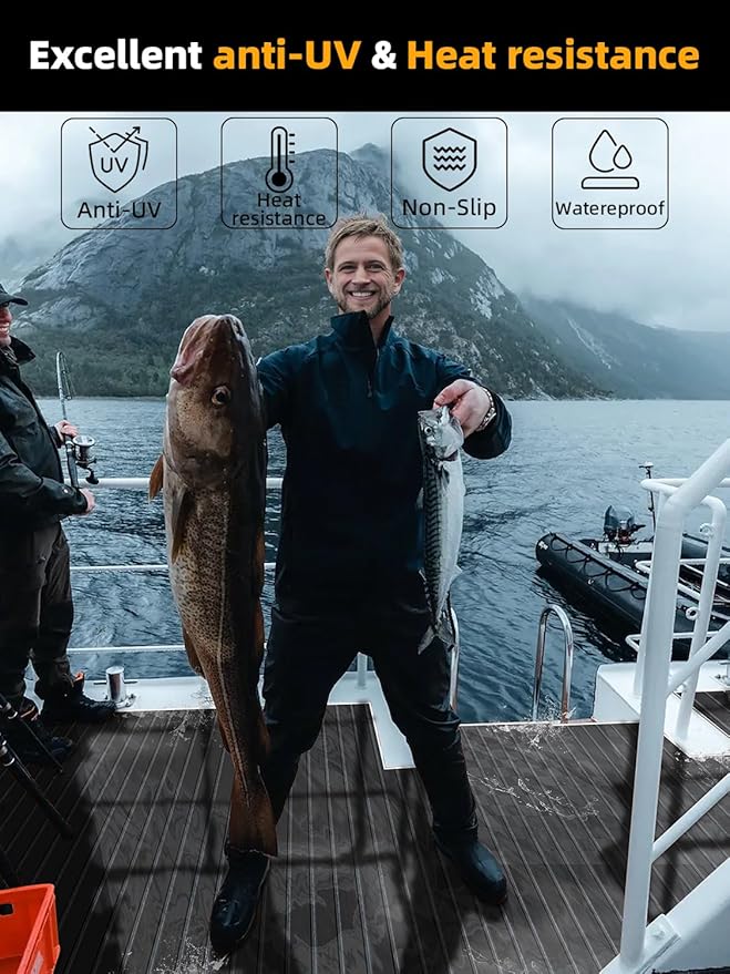 FOCEAN Boat Flooring EVA Foam Boat Decking Faux Teak Marine Flooring Boat Mat Boat Carpet Sheet for Motorboat RV Yacht Kayak Surfboard, 94.5"x 47.2"/35.4"/23.6"/15.7"-StrideForce Fitness