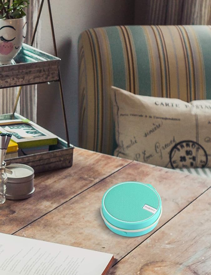 INSMY C12 IPX7 Waterproof Shower Bluetooth Speaker, Portable Small Speaker, Speakers Bluetooth Wireless Loud Clear Sound Support TF Card Suction Cup for Outdoor Kayak Canoe Beach Gift (Mint)-StrideForce Fitness