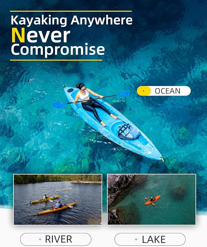 OCEANBROAD Kayak Paddle 86in/218cm, 90.5in/230cm Alloy Shaft 2-Piece Floatable Kayak Oar for Kayaking Canoeing Boating-StrideForce Fitness