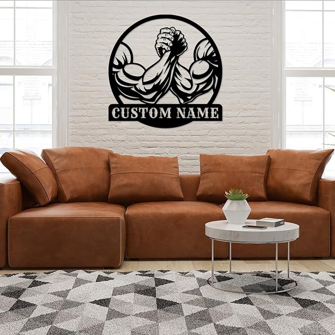 Customized Metal Gym Name Sign, Personalized Sports Room Wall Art,Metal Gym Sign,Unique Fitness Wall Sign, Gym Lovers Unique Gift, Gym Wall Art,Training Center Sign (Style-10)-StrideForce Fitness