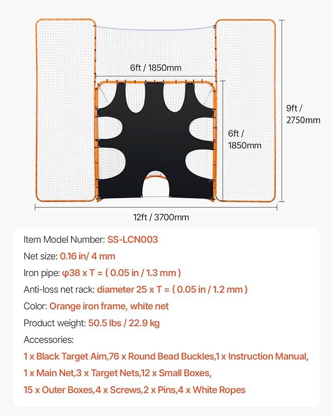 VEVOR Portable Lacrosse Goal - Complete Training Accessory Set with Extended Coverage for Youth and Adults-StrideForce Fitness