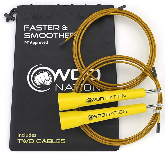 WOD Nation Adjustable Speed Jump Rope For Men, Women & Children - Blazing Fast Fitness Skipping Rope Perfect for Boxing, MMA, Endurance-StrideForce Fitness