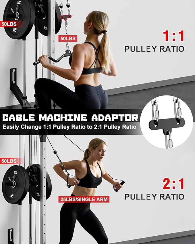 Wall Mount Cable Station, WM1 Cable Crossover Machine with 17 Positions, High and Low Cable Crossover Machine with Removable Footplate for Garage Home Gym-StrideForce Fitness