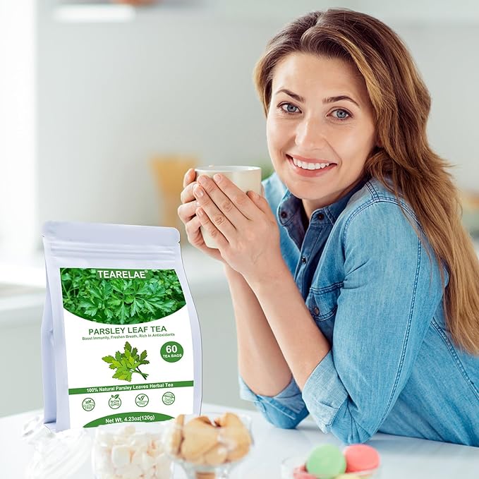 TEARELAE - Parsley Tea Bags - 60 Count - 100% Pure Natural Parsley Leaves - Boost Immunity, Freshen Breath - Non-GMO - Caffeine-Free-StrideForce Fitness