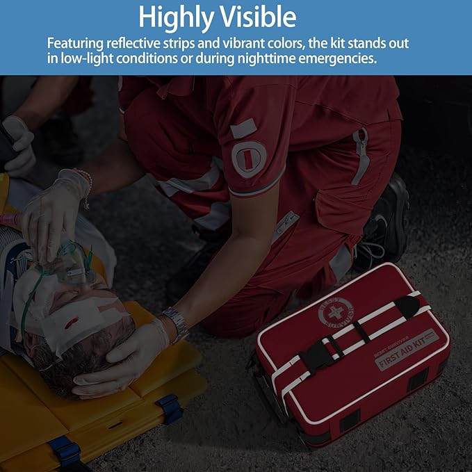 Upgrade Comprehensive Premium First Aid Kit, Labeled Compartments Trauma Kits with Shoulder Strap, Large Emergencies Medical Kits for Home, Truck, Camping, Sports, Outdoor Emergencies -401 Piece Set-StrideForce Fitness