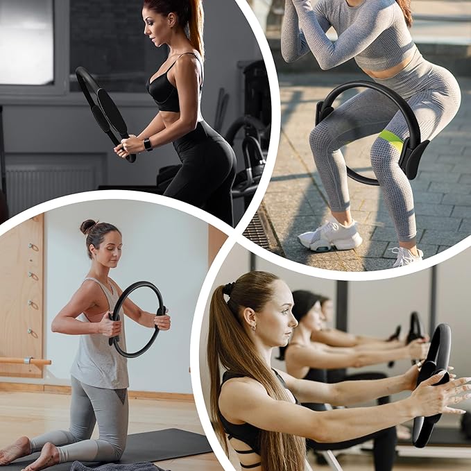 Pilates Ring Fitness Circle 14" Yoga Rings Magic Circle with Dual Padded Handles for Toning Arms, Thighs/Legs & Core，Home Exercise Equipment ﻿-StrideForce Fitness