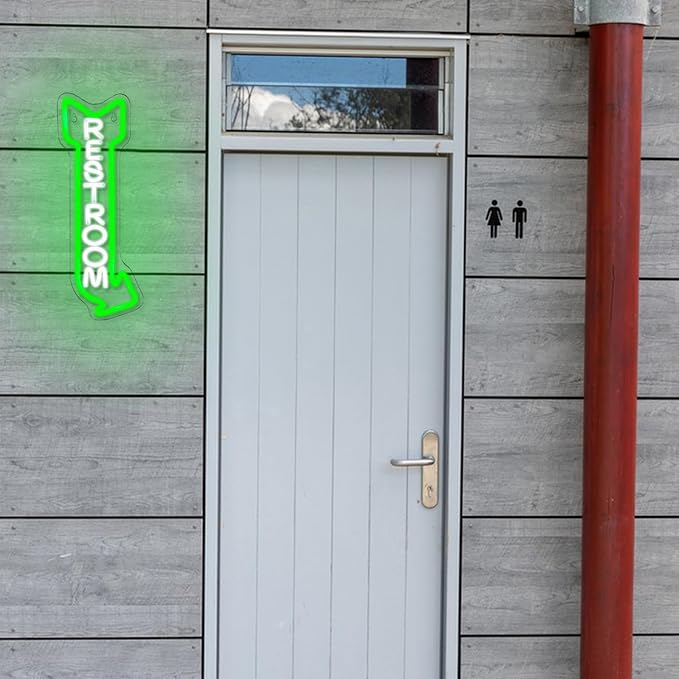 Restroom Neon Sign for Wall Decor Toilet Neon Light Arrow Led Neon Signs White Green LED Neon Lights Bathroom Led Sign for Restroom Hotel Bar(Right Arrow)-StrideForce Fitness