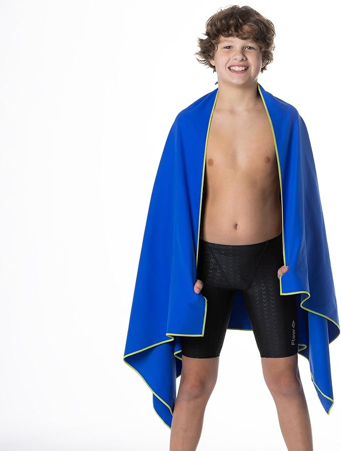 Flow Hydro Sport Towel - Microfiber Quick Dry Swimming Towels for Swim, Pool, Triathlon, and Other Water Sports in Medium, Large, Extra Large, and Hooded Sizes (Blue, Medium (48" x 24"))-StrideForce Fitness