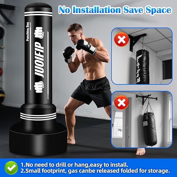 Freestanding Punching Bag with Stand, Men Standing Kickboxing Bag, Heavy Boxing for Adult Teens, Suitable for MMA Dummy Karate Home Gym Training Equipment （Excludes Gloves and Pumps）-StrideForce Fitness
